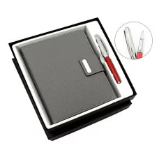 Набор подарочный DB-275 Записная книжка 15*21см, магнитный клапан, серый + ручка черный/серебро 328308