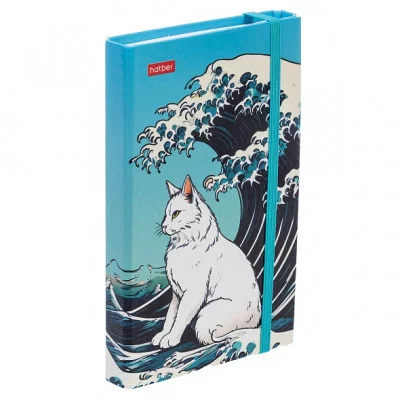 Записная книжка 80-50л А6ф с твердой обложкой клапаном на резинке гребне-Большая волна- 80-50ЗКт6Вгр_32586