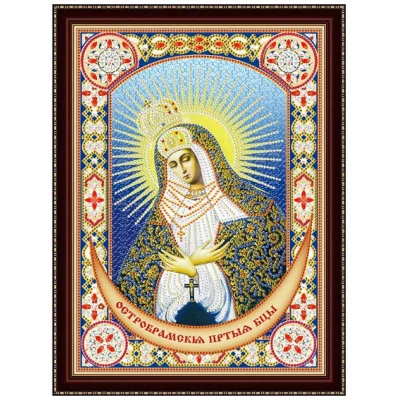 Алмазная мозаика 30х40 см с подрамником c част. зап. (блест) Икона Божией Матери №4 (Арт. BH29)