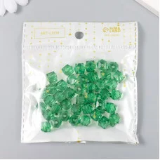 Бусины пластик "Кристалл многогранник. Тёмно-зелёный" прозрачный набор 20 гр 1х1х1 см   9431092