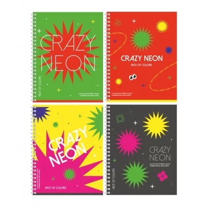 Тетрадь 96л., А5, клетка на гребне BG "Crazy neon", неоновая краска 341077