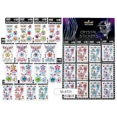 Стразы-наклейки акриловые АССОРТИ-5, 4 дизайна,12 шт на картонном диспенсере M-8721*