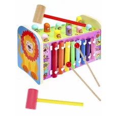 Деревянная игрушка. Стучалка "МУЗЫКАЛЬНАЯ" с металлофоном (2 молоточка)(в коробке) (Арт. ИД-6412) ИД-6412