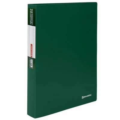 Папка 60 вкладышей BRAUBERG "Office", зеленая, 0,6 мм, 271330