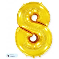 Шар (40\'\'/102 см) Цифра, 8, Золото, 1 шт. в уп. B901768O