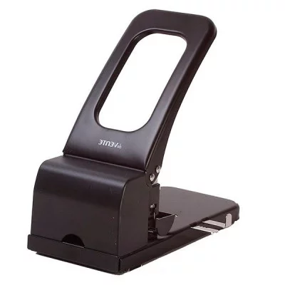 Дырокол супермощный на 100л 2 отв металлический с линейкой черный DEVENTE 4020749 272403