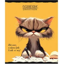 Тетрадь ЛИНИЯ 48л. РУССКИЙ ЯЗЫК «ПРО ХВОСТ» (48-2502) стандарт, тисн холст 48-2502