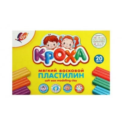 Пластилин восковой 20цв 300г "Кроха" мягкий стек карт упак ЛУЧ 31C 2063-08 040915