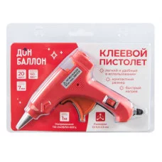 Клеевой низкотемпературный пистолет 110-240 В, 20 Вт, для D 7 мм, 13*11,5*2,5 см, Красный, 1 шт. 615319