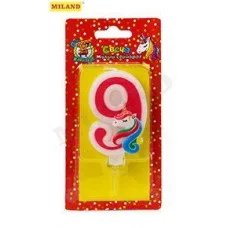 Свеча для торта Милый единорог розовая Цифра 9 С-5943 466-5-307-35943-3