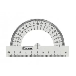 Транспортир 10см, 180° СТАММ, пластиковый, прозрачный, бесцветный 323993