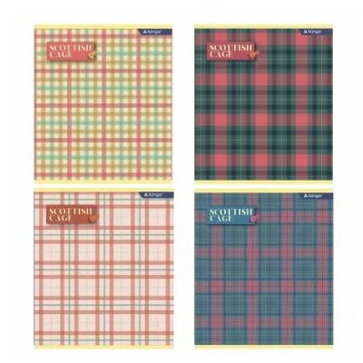 Тетрадь 48л., А5, клетка, Alingar "Scotish cage", скрепка, мелованный картон (стандарт), блок офсет AL12075