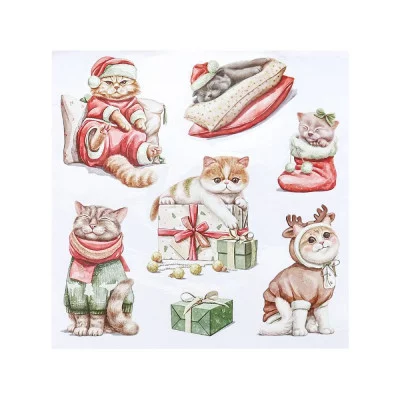 Новогоднее оконное украшение "Новогодние котики" 25х25 см НН-2092