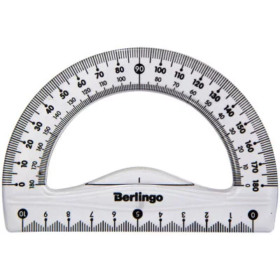 Транспортир 10см, 180° Berlingo "Spike", прозрачный, европодвес BERLINGO_ 248755