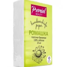 Платочки бумажные 61200 PREMIAL трехслойные "Ромашка"