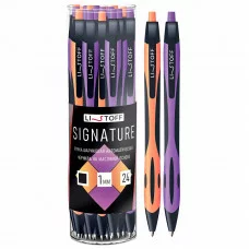 Ручка шариковая автоматическая "Signature" 1 мм. На масляной основе. Корпус круглый комбинированный, клип-зажим. "Signature. Черная" КанцЭксмо РША240087