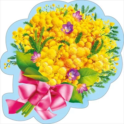 Украшение на скотче Букет мимозы с бантиком 080942 080.942