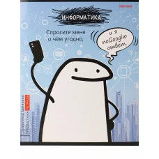 Тетрадь КЛЕТКА 48л. ИНФОРМАТИКА «Школьные мемасики» (48-9652) стандарт, тиснение холст TM Prof-Press ПП-00195950