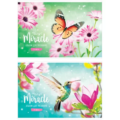 Альбом для рисования 24л А4 на скрепке ArtSpace Цветы Miracle 280712