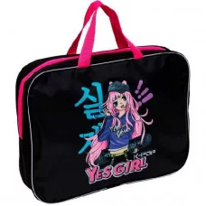 Папка А4 ткань молния сверху/ручки тесьма/бок 7см "Yes Girl" ATTOMEX 3076401 709251