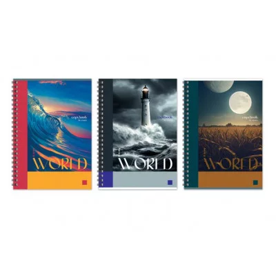 Тетрадь 96л., А4, клетка, на гребне BG "Мой мир", глянцевая ламинация 350638