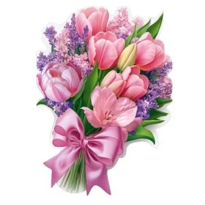 Украшение на скотче "Букет из тюльпанов и сирени" АО Праздник 5.0002398