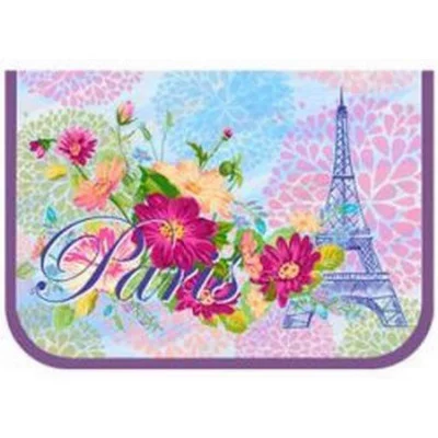 ПКТ 07-20 Цветы Парижа-пенал п/э 1-отдел. средний 190*130 с откидной планкой, ткань