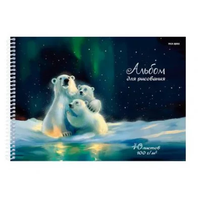 Альбом для рисования А4 40л. СЕМЬЯ МИШЕК (40-2191) цвет.спир.1 диз в спайке,офсет 40-2191