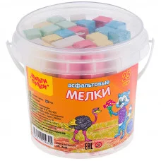 Набор цветных мелков асфальтовых Мульти-Пульти "Енот в Австралии", 25шт., 5цв., пластиковое ведро 246429