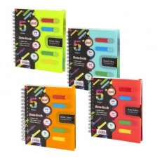 Тетрадь 120л., А5, клетка, Alingar "Good Idea", гребень, пластиковая обложка с информ окном, цветные пластиковые разделители, ассорти AL10562