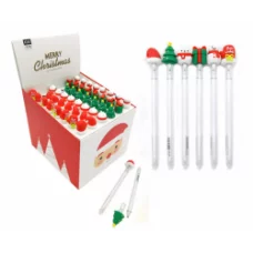 Ручка фигурная гелевая CM-90/CB-118 "Новогодняя" черная, 0,5мм, с фигуркой на колпачке в ассортименте (48/48/1728) 312608