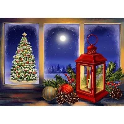 Алмаз.мозаика(блест.)30х40см.с подр.,с част.заполн.(20 цв.) Предновогодний вечер (Арт. ASH028) ASH028