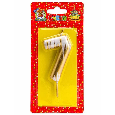 Свеча для торта.Шебби шик, Цифра 7, золотая С-2516