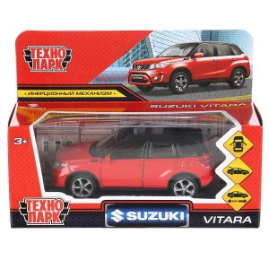 Машина металл SUZUKI VITARA 12 см двери багаж инерц красн с черным Технопарк 303050
