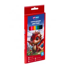 Карандаши цветные ArtSpace "Дракоша", 12цв., шестигранные, заточен., картон. упак., европодвес 372356