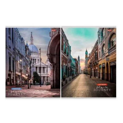 Тетрадь КЛЕТКА 80л. ГОРОДСКИЕ УЛИЦЫ - 1 (80-8403) (мелов. картон) 80-8403