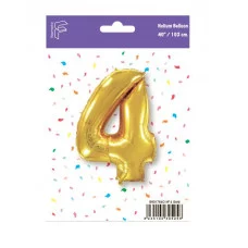 Шар (40\'\'/102 см) Цифра, 4, Золото, 1 шт. в уп. B901764O