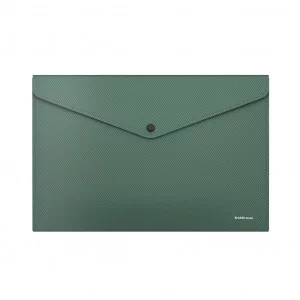 Папка-конверт на кнопке пластиковая ErichKrause® Diagonal Classic, непрозрачная, A4, зеленый  50294