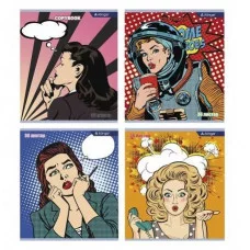 Тетрадь 36 л., А5, клетка, Alingar "Девушки ", скрепка, второй блок 60 г/м2,  мелованный картон (эконом) AL10361