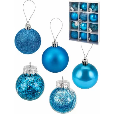 Новогоднее украшение Набор ёлочных шаров "Ожидание" 12 шт 6 см, голубой НШ-1511