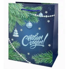 Dream cards Пакет подароч. с мат.лам. и глит. 18х23х10 см (M) Новогодние бусы 190г ППК-2310