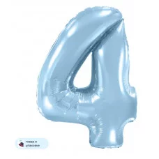 Шар (40\'\'/102 см) Цифра, 4, Голубой, Макарунс, 1 шт. в уп. B901764AB