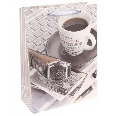 Dream cards Пакет подарочный с мат. лам. Утро успешного человека 26х32х10 см (L),210 г ПКП-3471