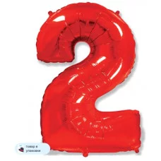 Шар (40\'\'/102 см) Цифра, 2, Красный, 1 шт. в уп. B901762R