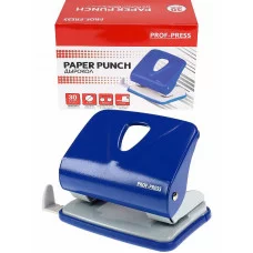 Дырокол (ДР-2789), на 30л., метал./к в карт. коробке, синий (василек) ДР-2789