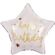 Шар (18\'\'/46 см) Звезда, Happy Birthday (звездочки), Светло-розовый, Сатин, 1 шт. в уп. 24601P