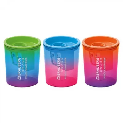 Точилка для классических и утолщенных карандашей BRAUBERG "Grade", 2 отверстия, с контейнером, 271998