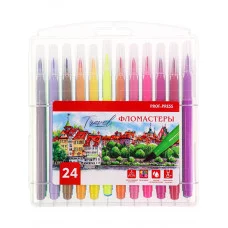 Фломастеры с кисточкой с вентилир. колпачком 24шт. TRAVEL (ФЛ-8515), жёсткий кейс,  ФЛ-8515