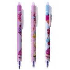 Ручка гелевая пиши-стирай, автоматическая Alingar "Десерты", 0,5мм, синяя, игольчатый наконечник, круглый цветной пластиковый корпус, пласт. уп. AL11120