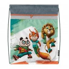 Мешок д/обуви Schoolformat ВЕСЕЛЫЕ ЗВЕРЯТА 42х34х0,5 2 отд. серый универс. 237189